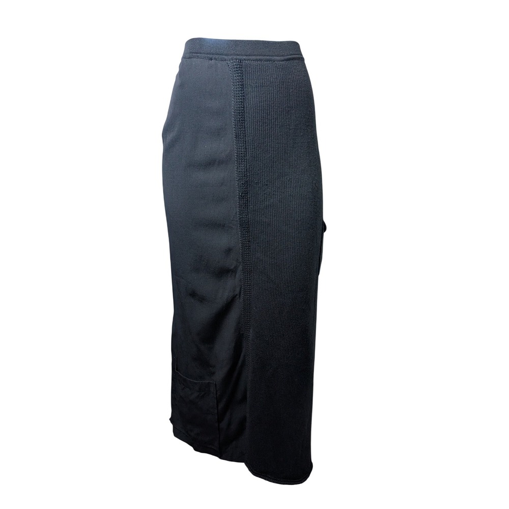 Crea Concept Black Sz L Virgin Wool Knit Maxi Skirt Italy Y2K Goth Whimsigoth
